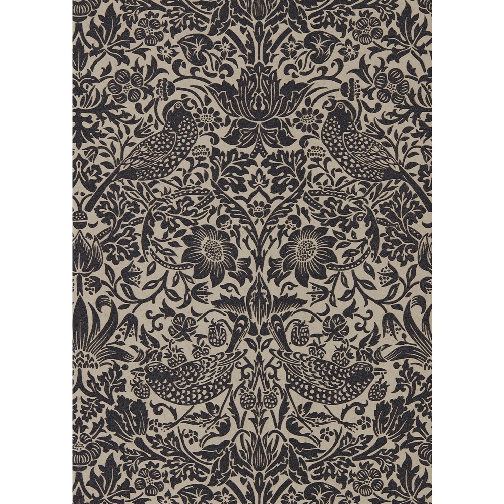 Pure Strawberry Thief Wallpaper 216018 by Morris & Co in Gilver Graphite